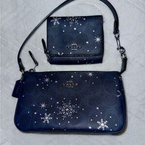 Coach Nolita 19 in Signature Canvas Navy with Snowflake Print